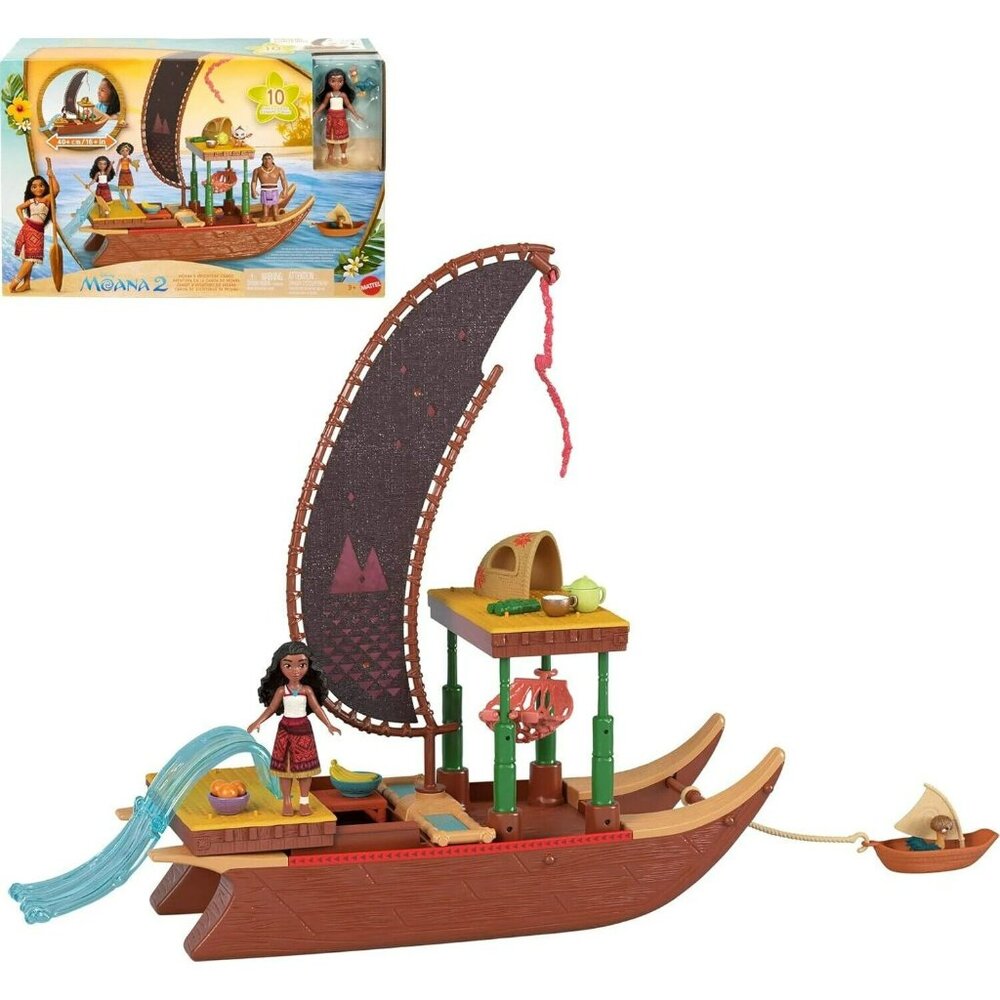 Disney Moana 2 Moana’s Adventure Canoe Playset 10 Piece Set - Picture 1 of 15